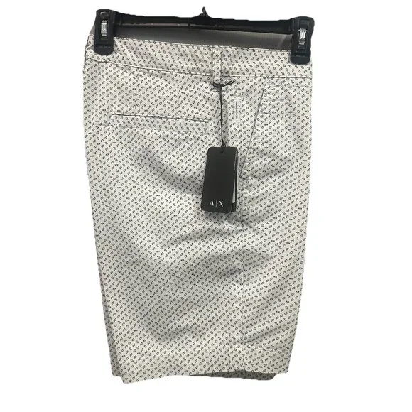 Armani Exchange AX Men's Size 36 Black Geometric Logo Print 9 Inseam Shorts